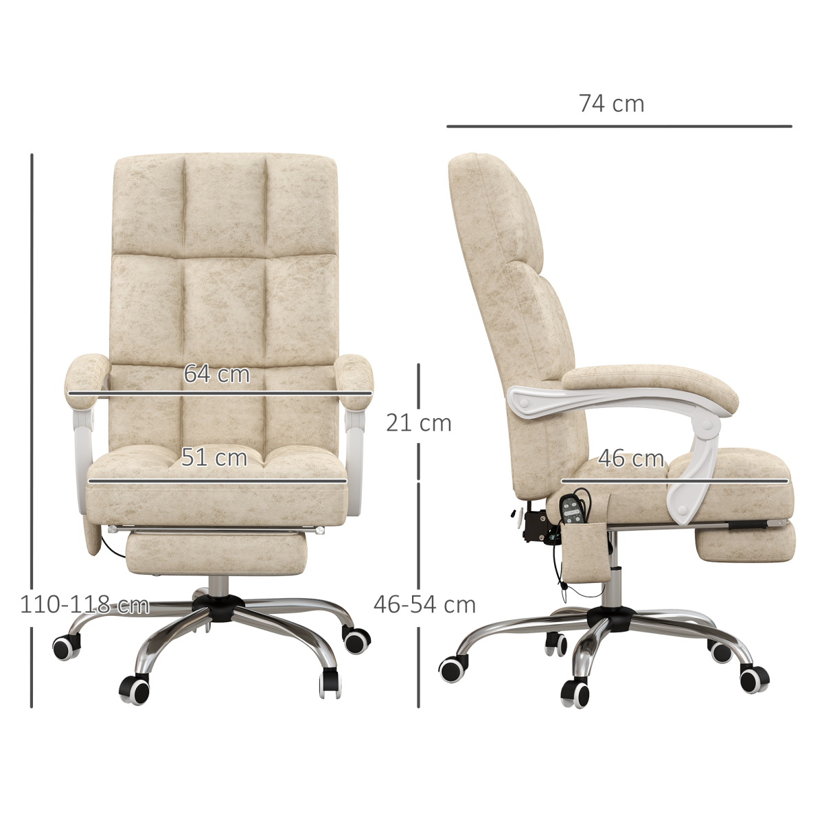 Vinsetto Microfibre Fabric Vibration Massage Office Chair for Home, Beige