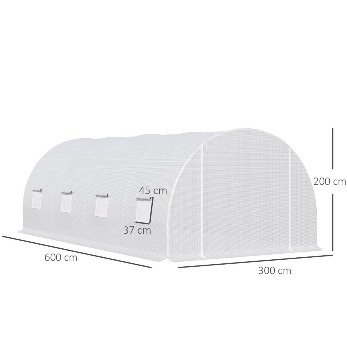 Outsunny 6 x 3 x 2 m Polytunnel Greenhouse w/ Zippered Door and 8 Windows