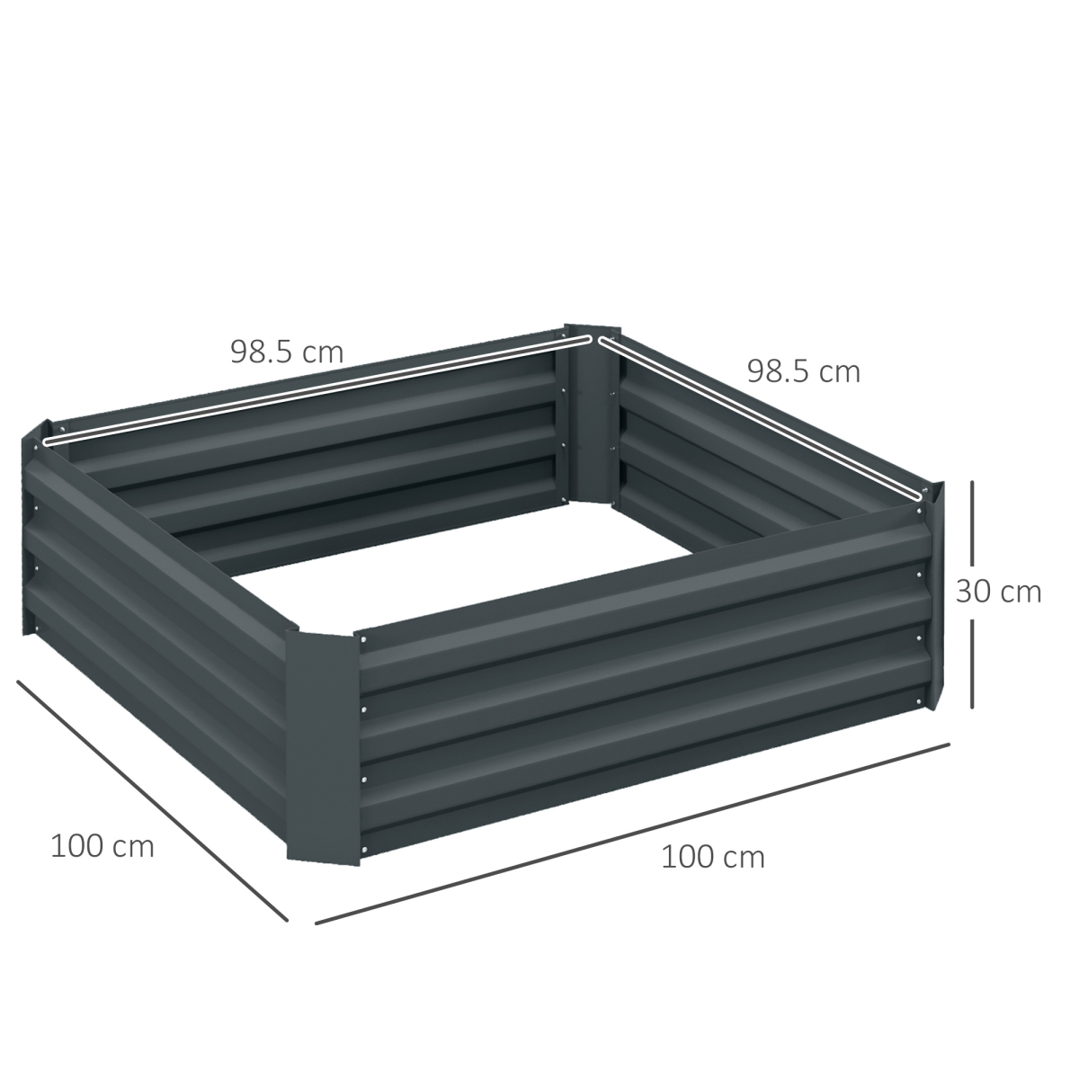Outsunny Set of 2 Dark Grey Raised Garden Beds - Easy Setup Planter Boxes