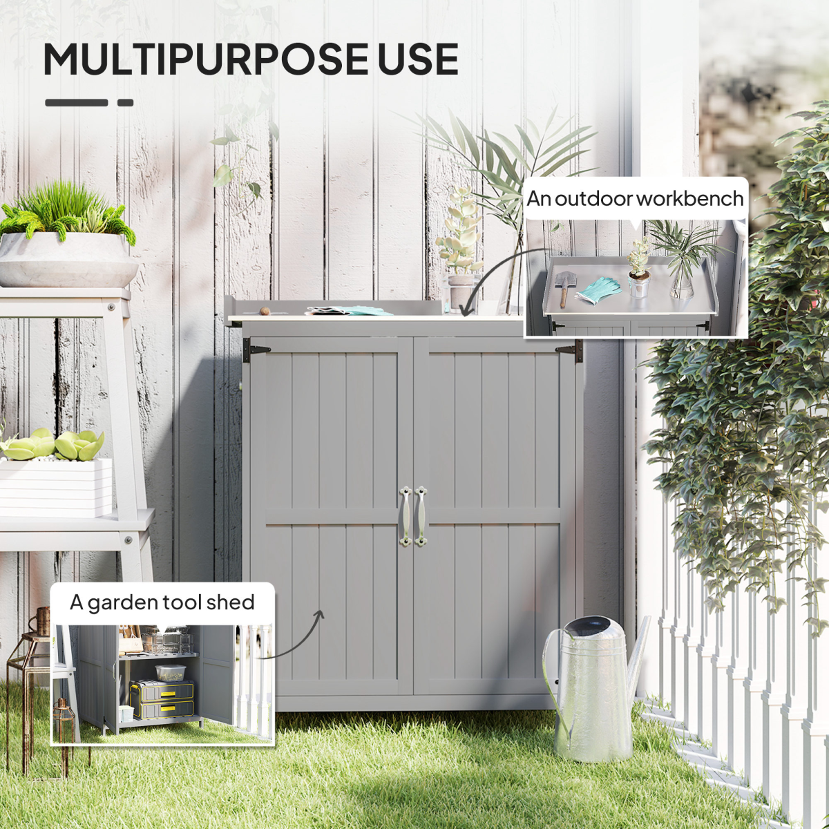 Sturdy Garden Storage Bench with Stainless Steel Top & Easy Access