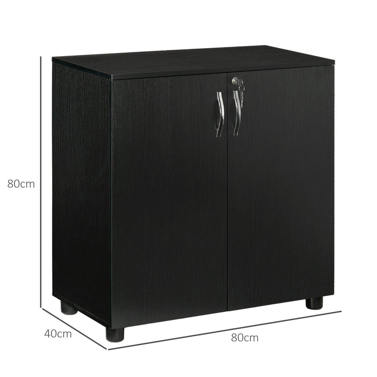 2-Tier Locking Office Storage Cabinet File Organisation w/ 2 Keys Black HOMCOM