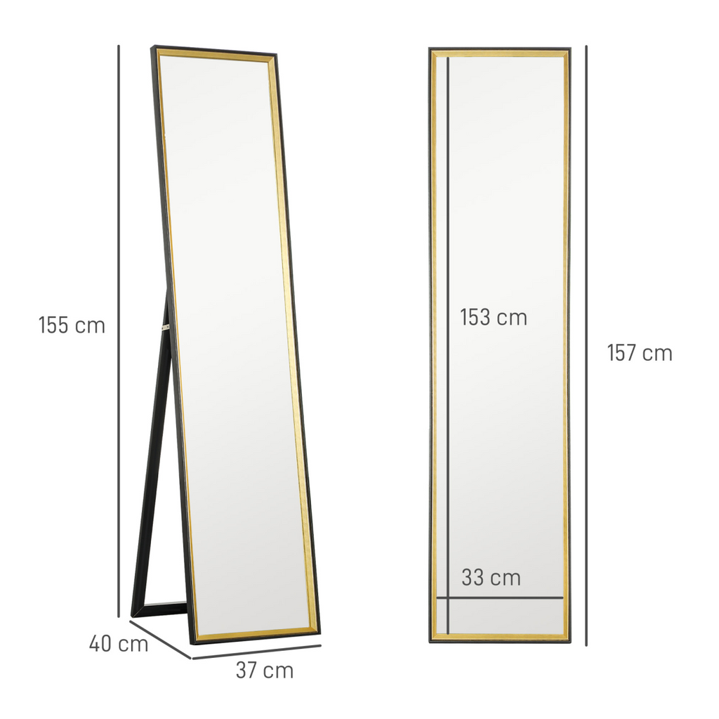 HOMCOM Full Length Mirror Wall Mount Leaning Standing Mirror, Black