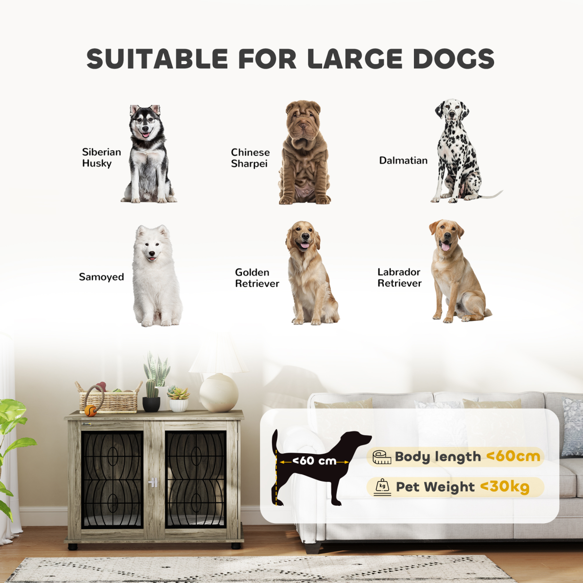 PawHut Dog Crate Furniture, 37" End Table for Large Dogs w/ Cushion