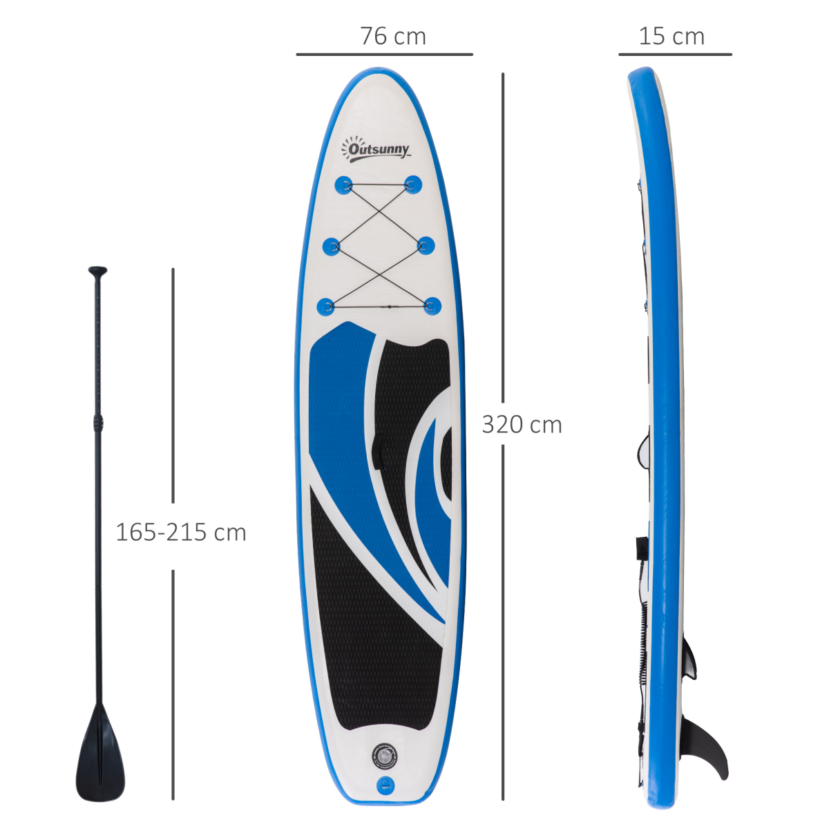 10ft Inflatable Paddle Stand Up Board, Adjustable Paddle Non-Slip Deck Board