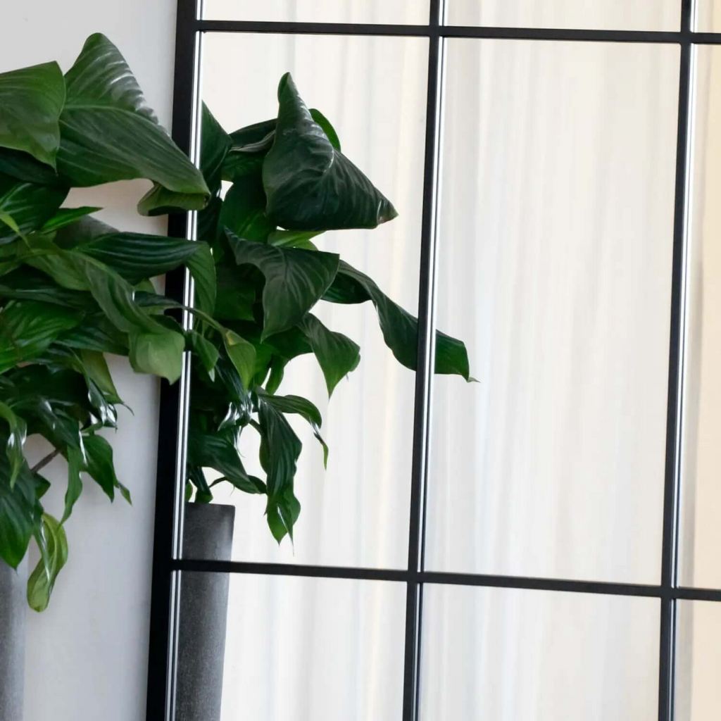 Tomi Luxe Black Metal Arched Lattice Window Mirror - 200cm x 120cm