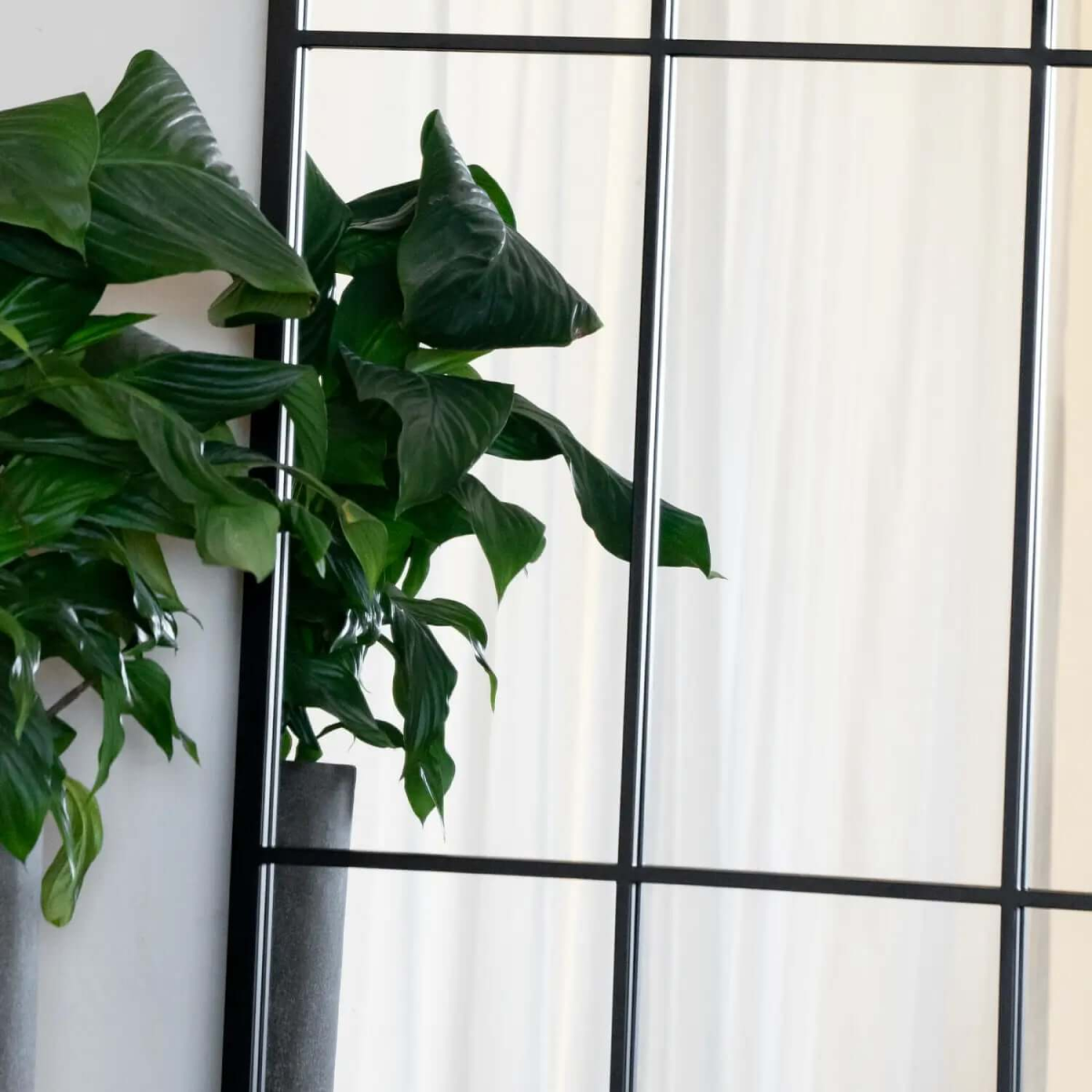 Tomi Luxe Black Metal Arched Lattice Window Mirror - 200cm x 120cm