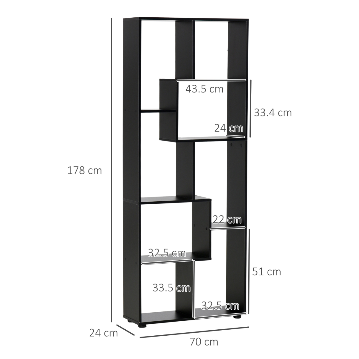 Stunning 178cm 8-Shelf Black Bookcase – Stylish Storage for Every Room!