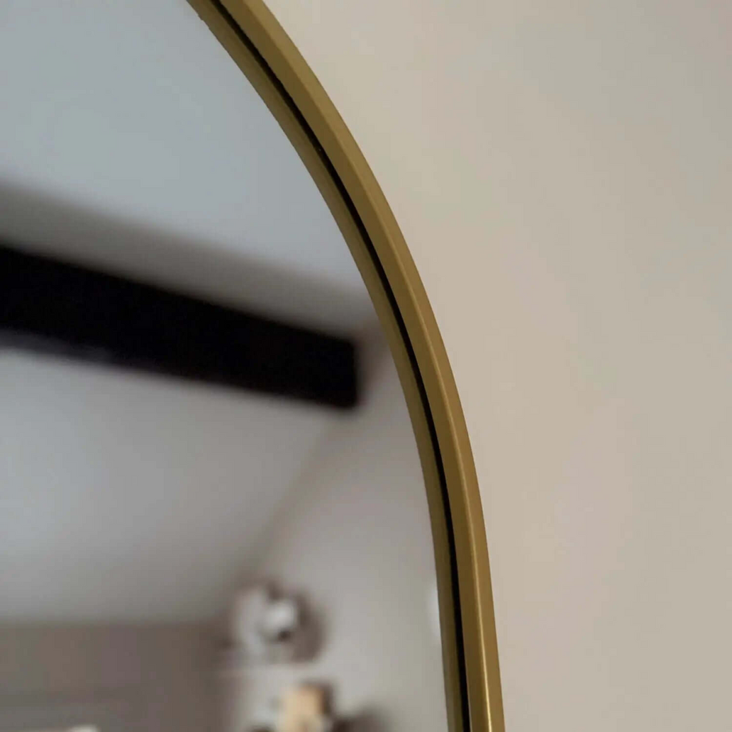 Emi Gold Metal Oval Mirror - Luxe Full-Length Design for Modern Spaces
