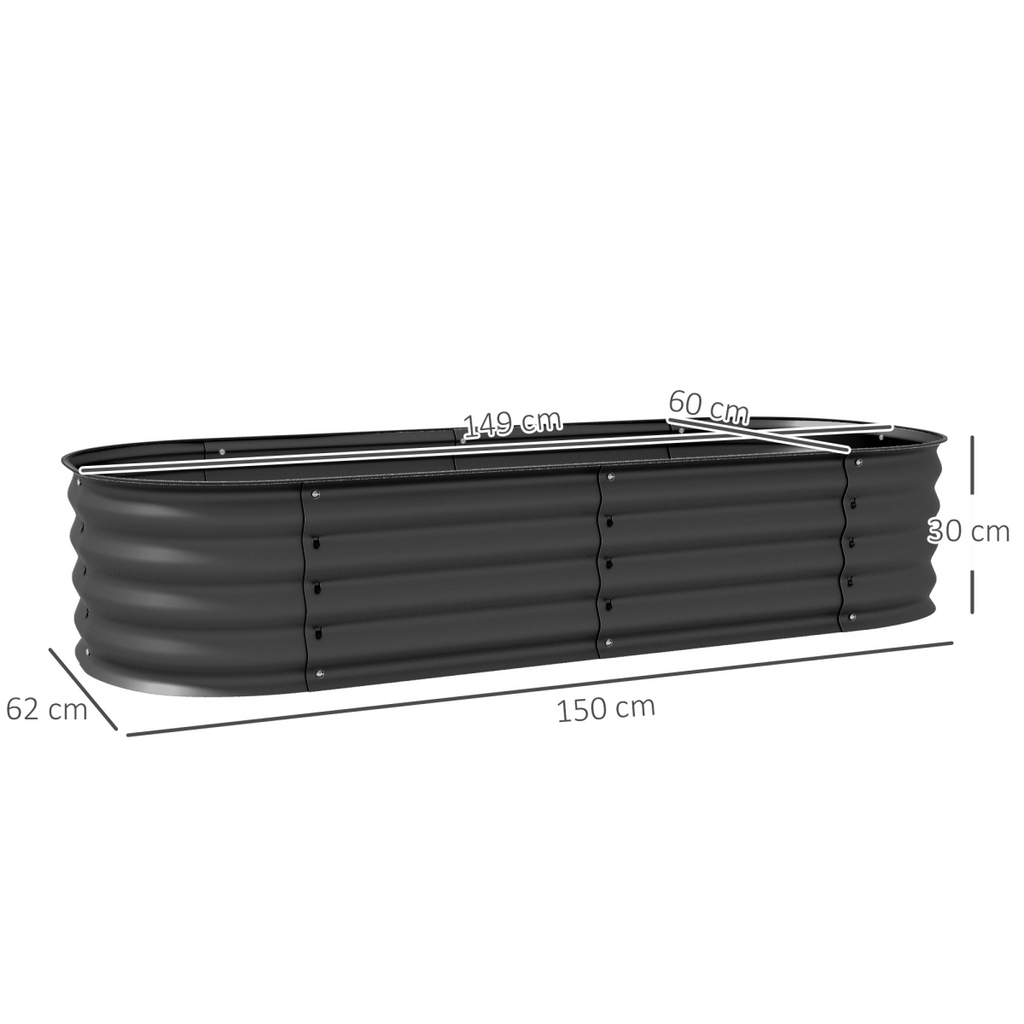 Outsunny Galvanized Raised Garden Bed – Customizable Planter Box with Safety Edging