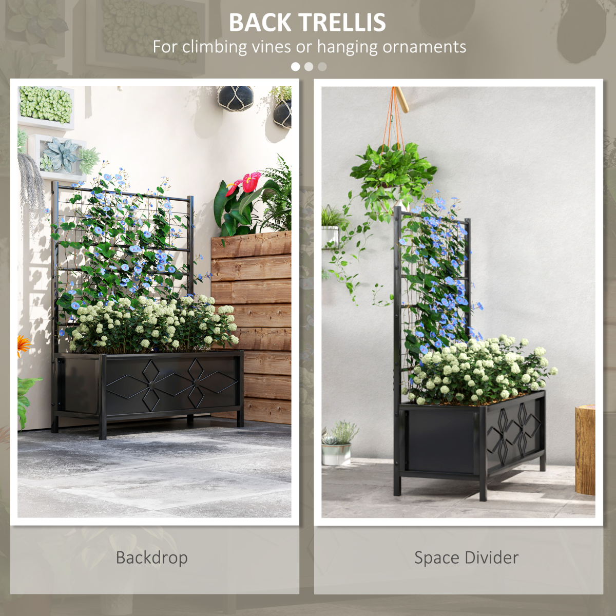 Outsunny Steel Raised Garden Bed with Trellis - Perfect for Climbing Plants!