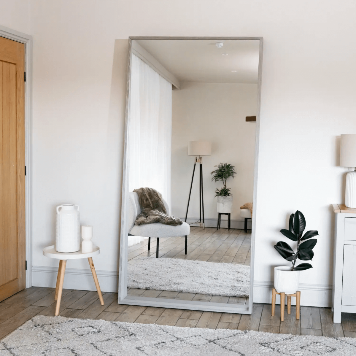 Hanaka Grey Oak Leaner Mirror – Elegant Full-Length Design (200cm x 100cm)