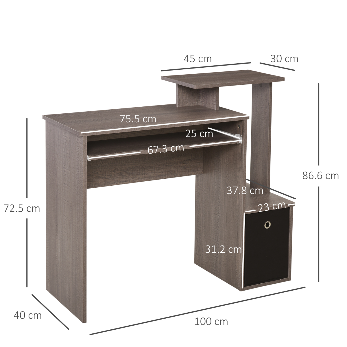Unique Grey Computer Desk with Sliding Tray & Hidden Storage Solutions