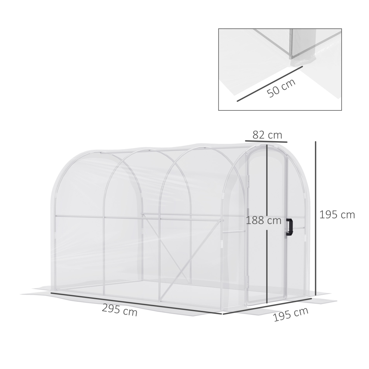 Outsunny 3 x 2 x 2m Polytunnel Greenhouse with Door, Galvanised Steel Frame