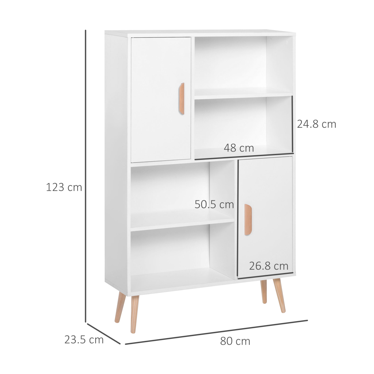 Elegant White Freestanding Bookcase with Dual Doors & Ample Storage Space