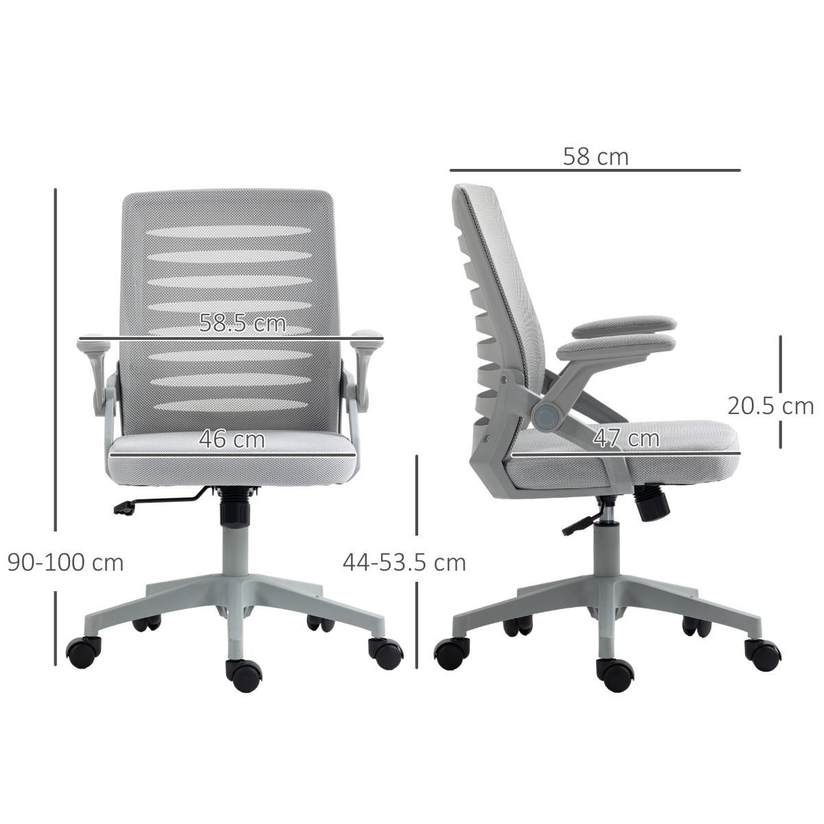 Vinsetto Ergonomic Mesh Office Chair with Lumbar Support & Swivel, Grey