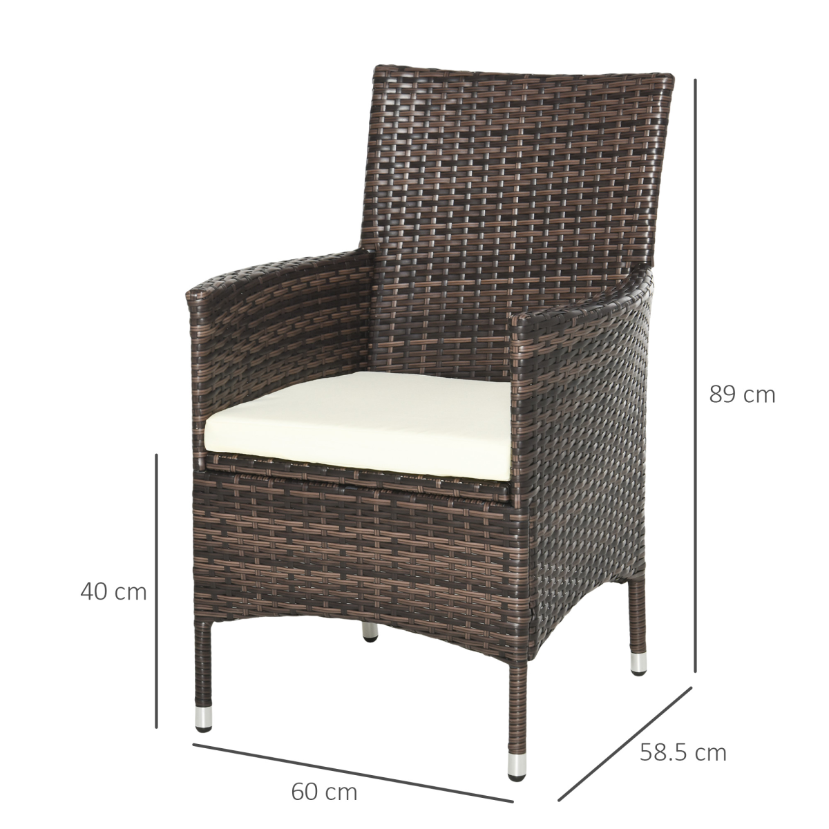 Outsunny 4 PC Outdoor Rattan Armchair Wicker Dining Chair Set for Garden Coffee