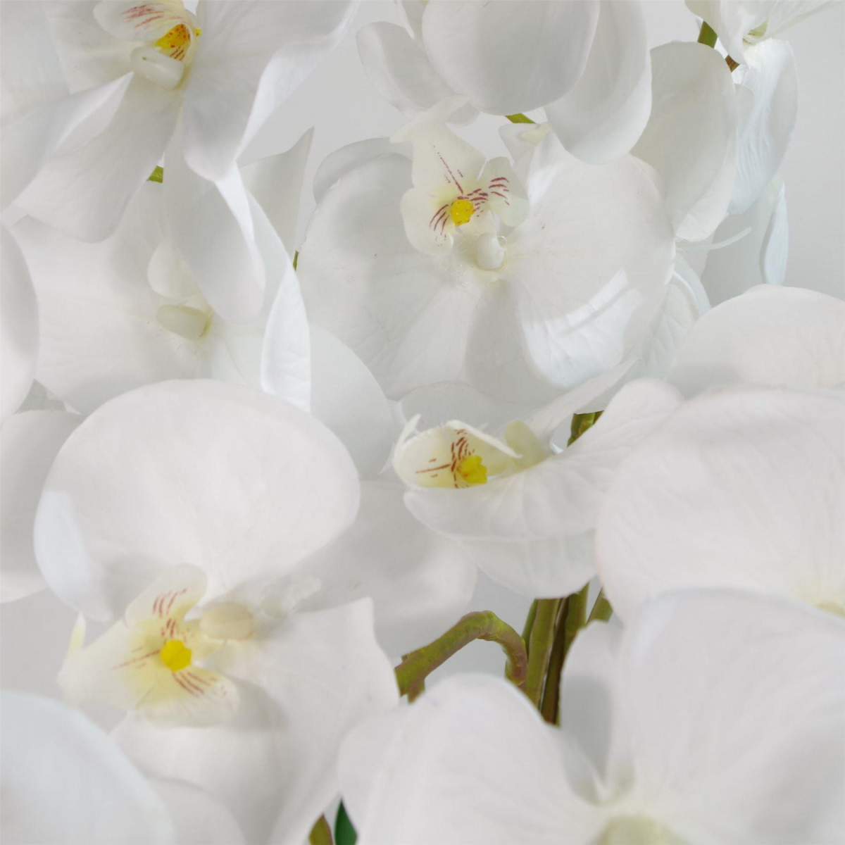 85cm Artificial Deluxe Bush Orchid - White Flowers White Pot