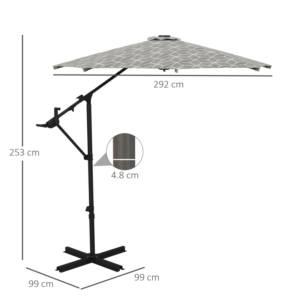 Outsunny 2-in-1 Cantilever Parasol and Market Parasol with 360� Rotation