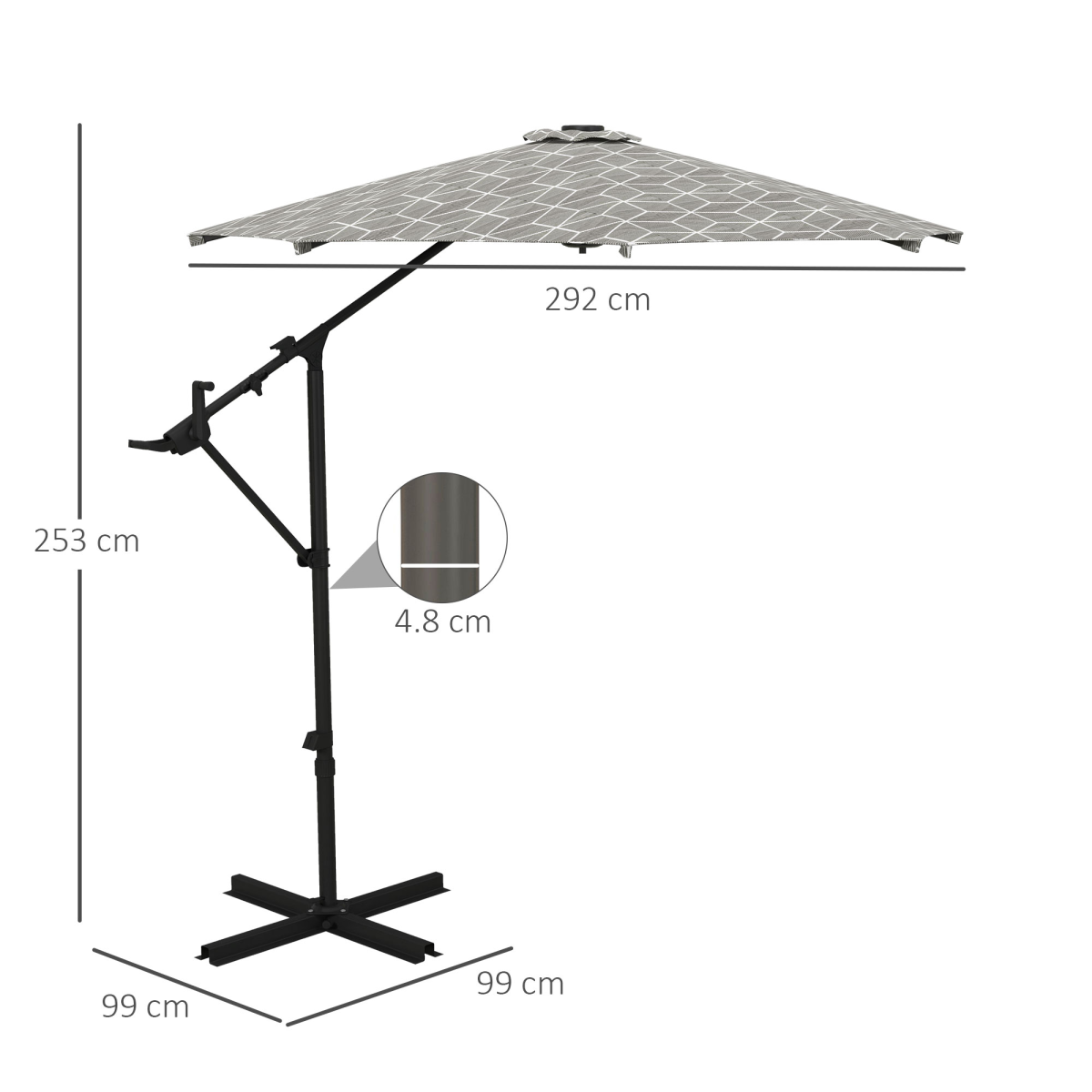 Outsunny 2-in-1 Cantilever Parasol and Market Parasol with 360� Rotation