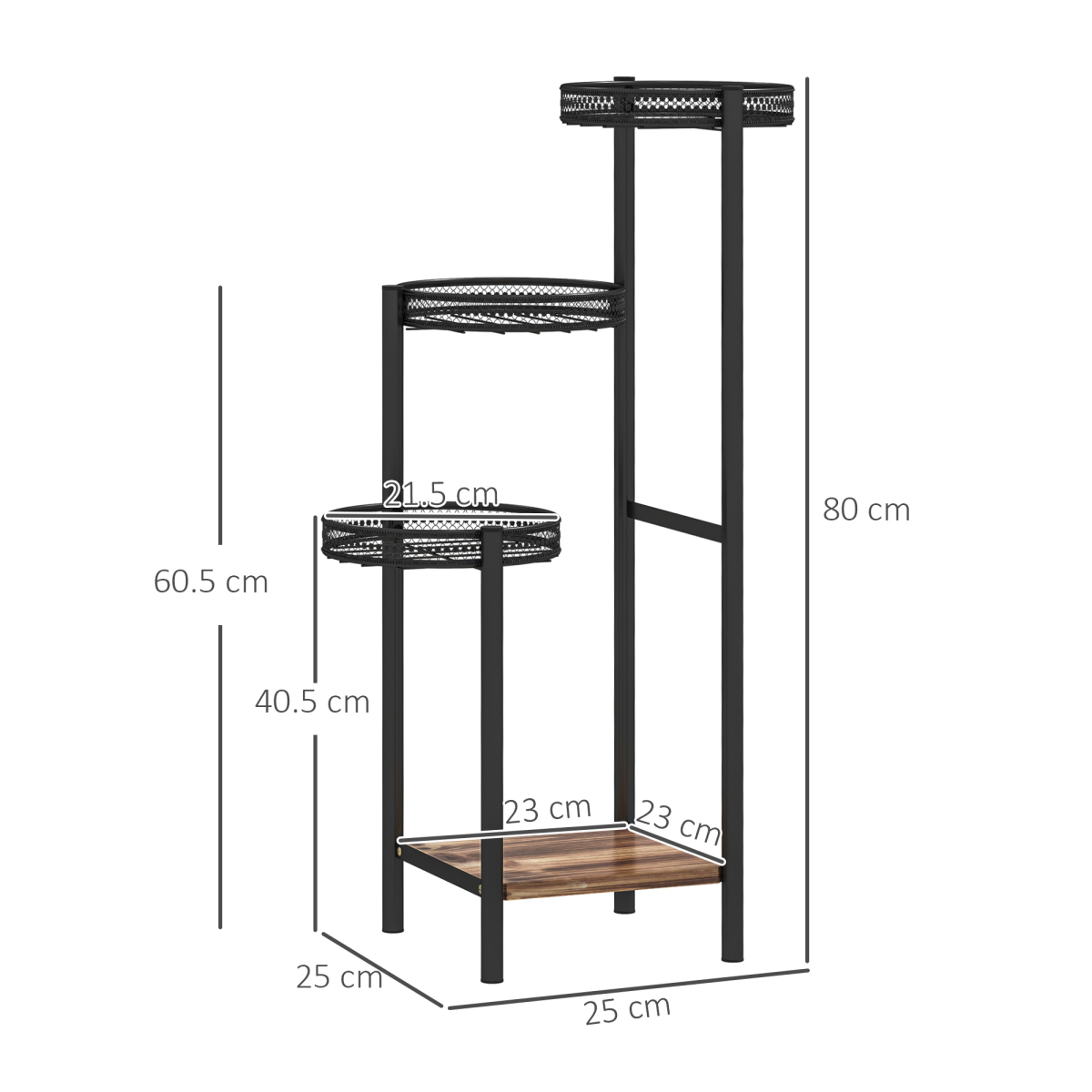 Outsunny 4 Tiered Plant Pot Stand, Metal Plant Shelf for Living Room