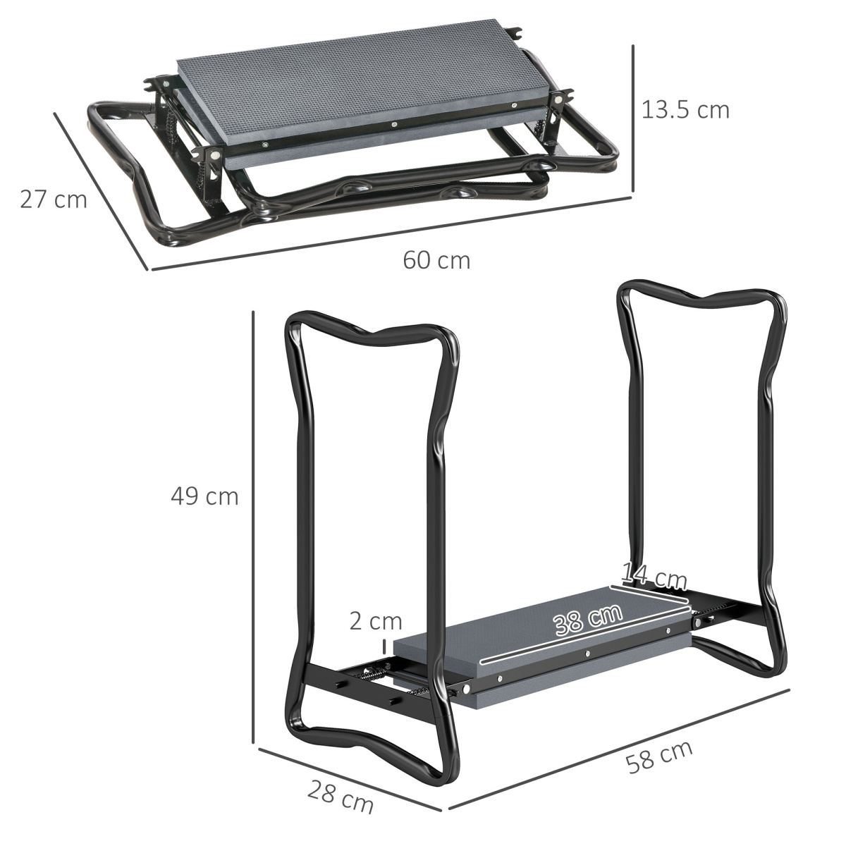 Outsunny 2 In1 Folding Garden Kneeler Foam Chair Pad Support Bench, Grey