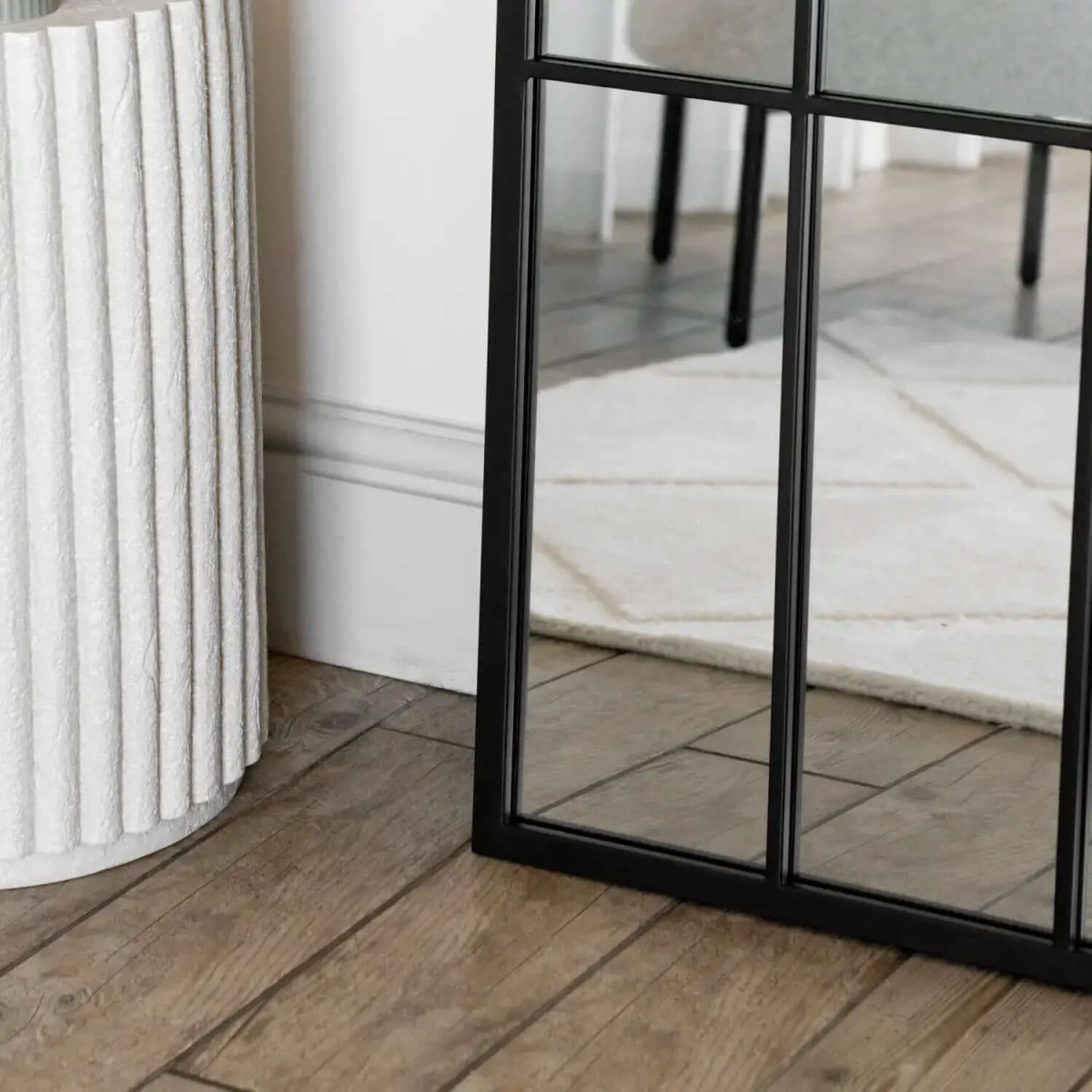 Tomi: Black Metal Arched Lattice Window Mirror - Elevate Your Space, 150x60cm