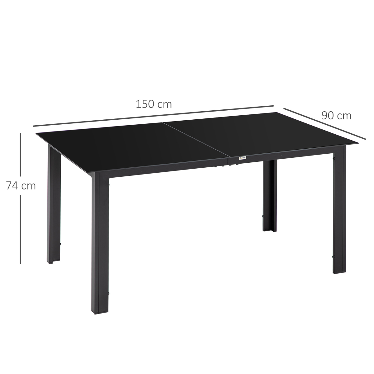 Outsunny Outdoor Dining Table for 6 Patio Table with Glass Tabletop Black