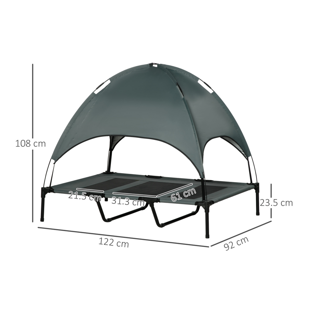 122 cm Elevated Pet Bed Dog Cot Tent with Canopy Instant Shelter Outdoor Grey