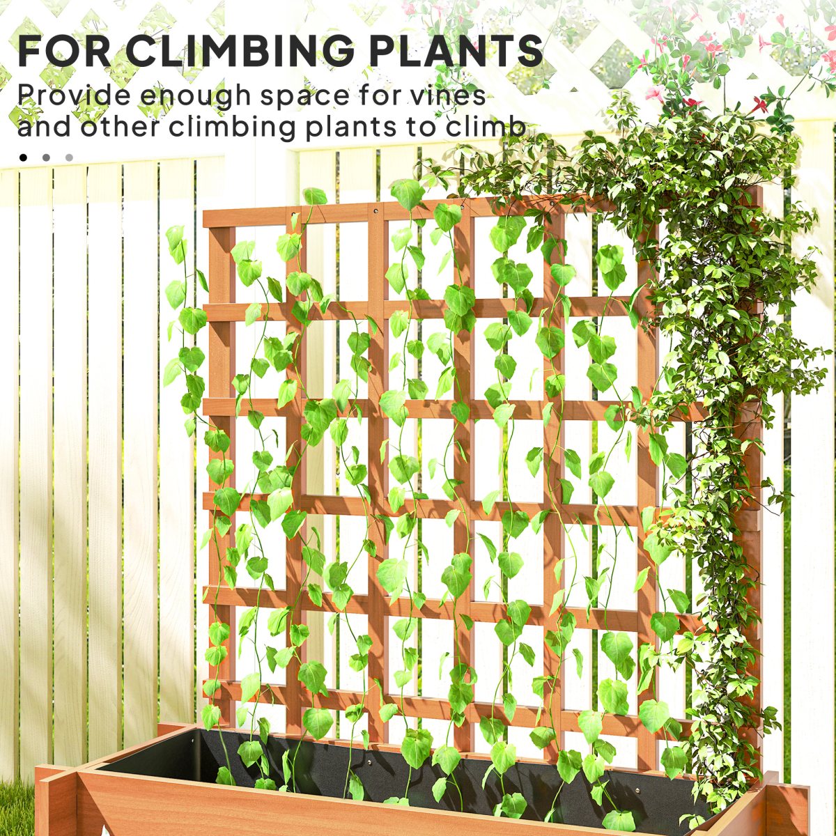Climbing Plant Trellis with Planters - Durable Fir Wood Garden Feature
