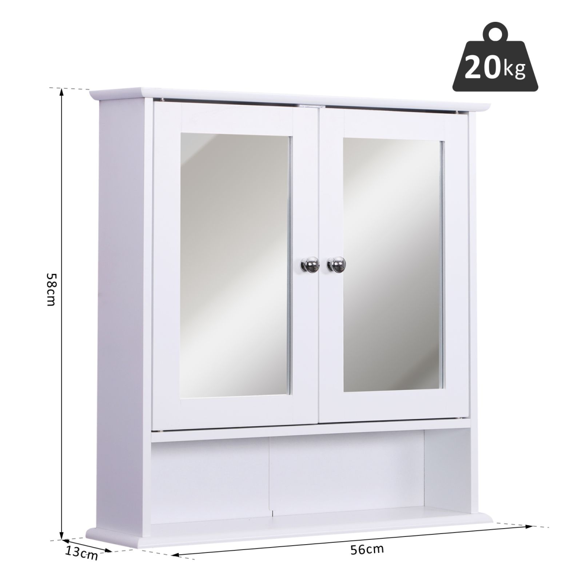 kleankin Wall-mounted Cabinet Mirror Door Bathroom Organiser Living Room White