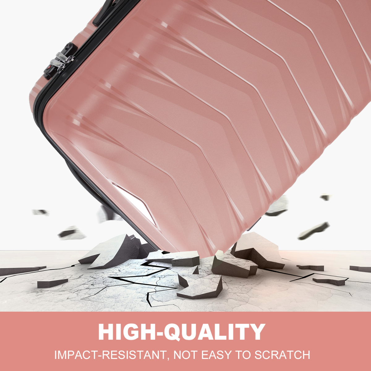 V-Stripe Elegant 3-in-1 Rose Gold PP Trolley Case - Travel in Style!