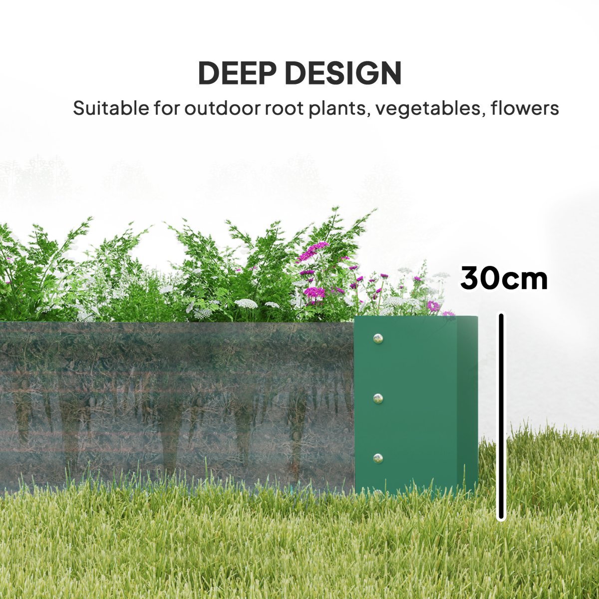 Outsunny Galvanised Raised Garden Bed, 180x90x30cm Raised Planter, Green