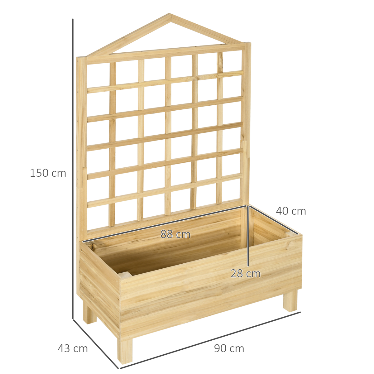Outsunny Wooden Garden Planter with Trellis for Vibrant Climbing Vines