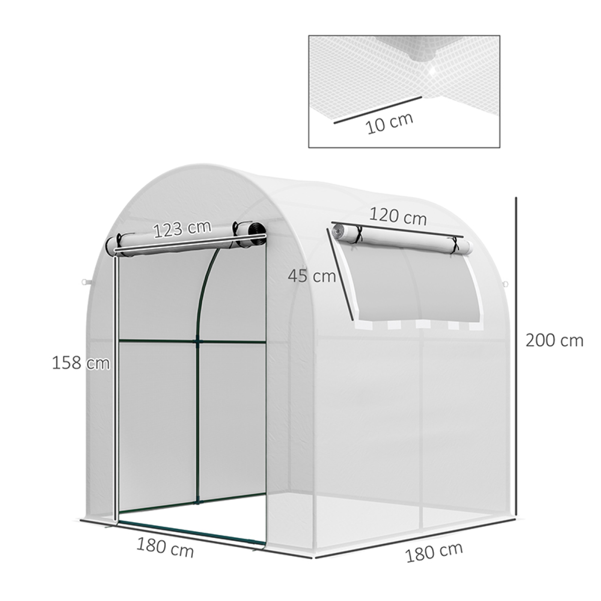 Outsunny 6ft x 6ft Portable Greenhouse with Roll-up Window & Zipped Door