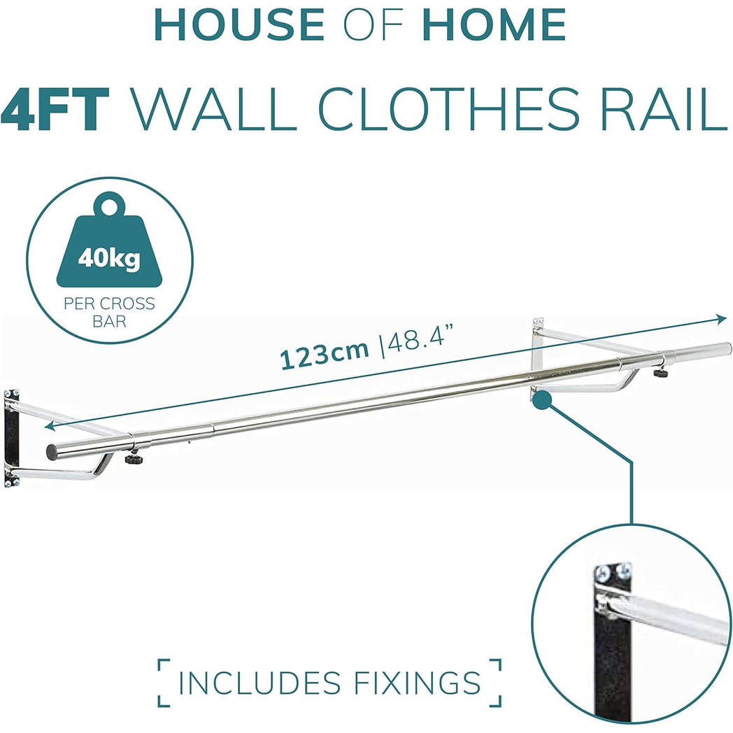 4ft Garment Rail In Black Powder Coating