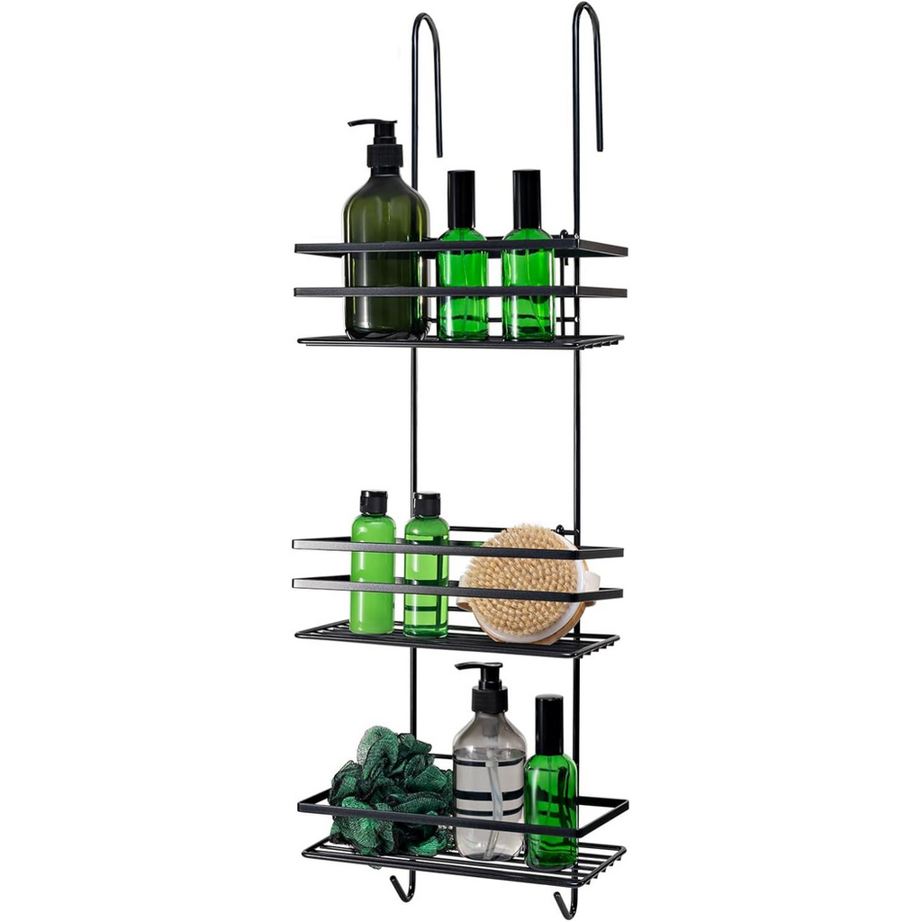 3 Tier Non Rust Hanging Shower Caddy Bathroom Organiser in Black