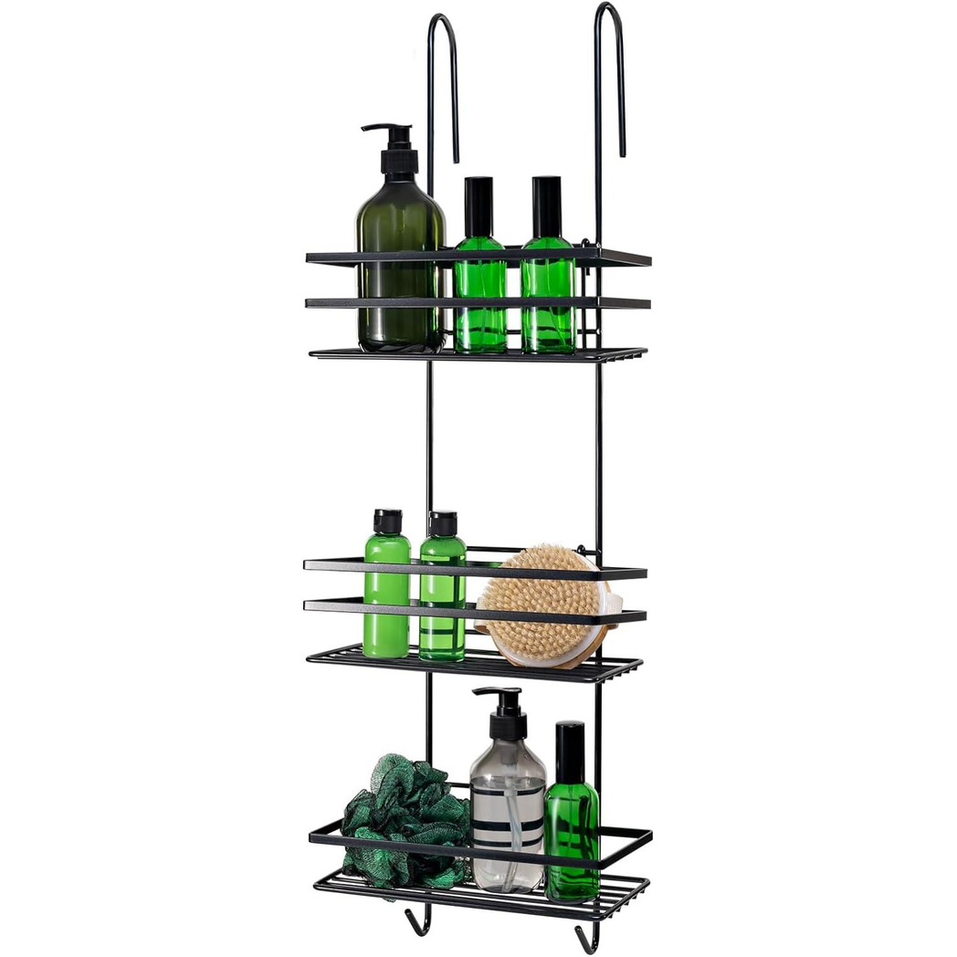 3 Tier Non Rust Hanging Shower Caddy Bathroom Organiser in Black