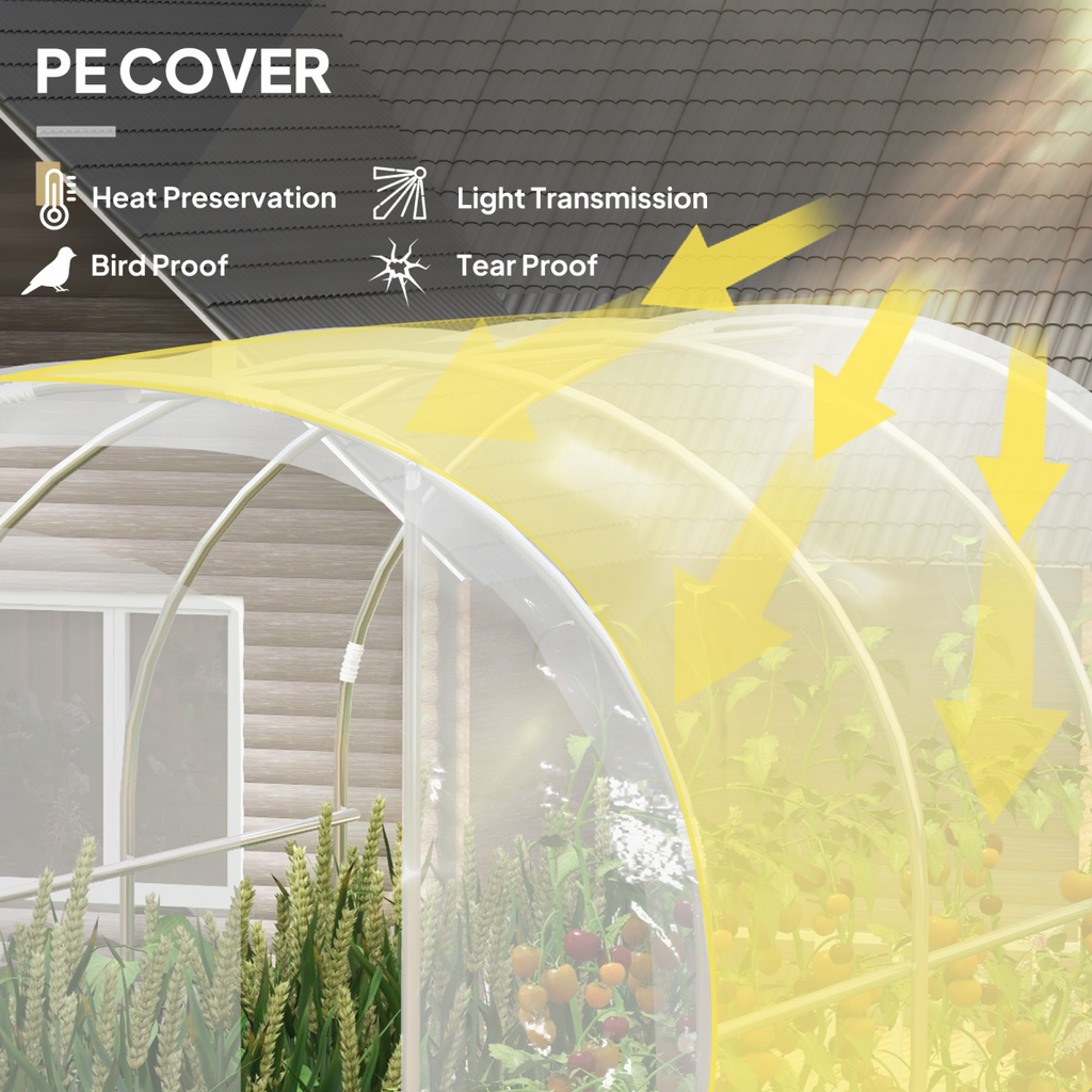 Outsunny 3 x 2 x 2m Polytunnel Greenhouse with Door, Galvanised Steel Frame