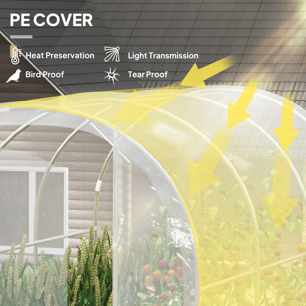 Outsunny 3 x 2 x 2m Polytunnel Greenhouse with Door, Galvanised Steel Frame