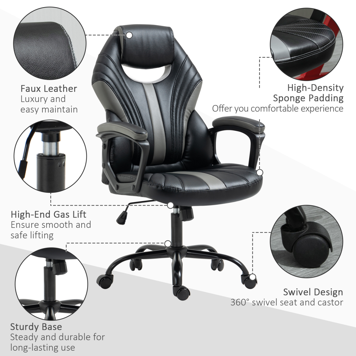 Vinsetto Racing Gaming Chair - Ergonomic Comfort with Style & Swivel Mobility
