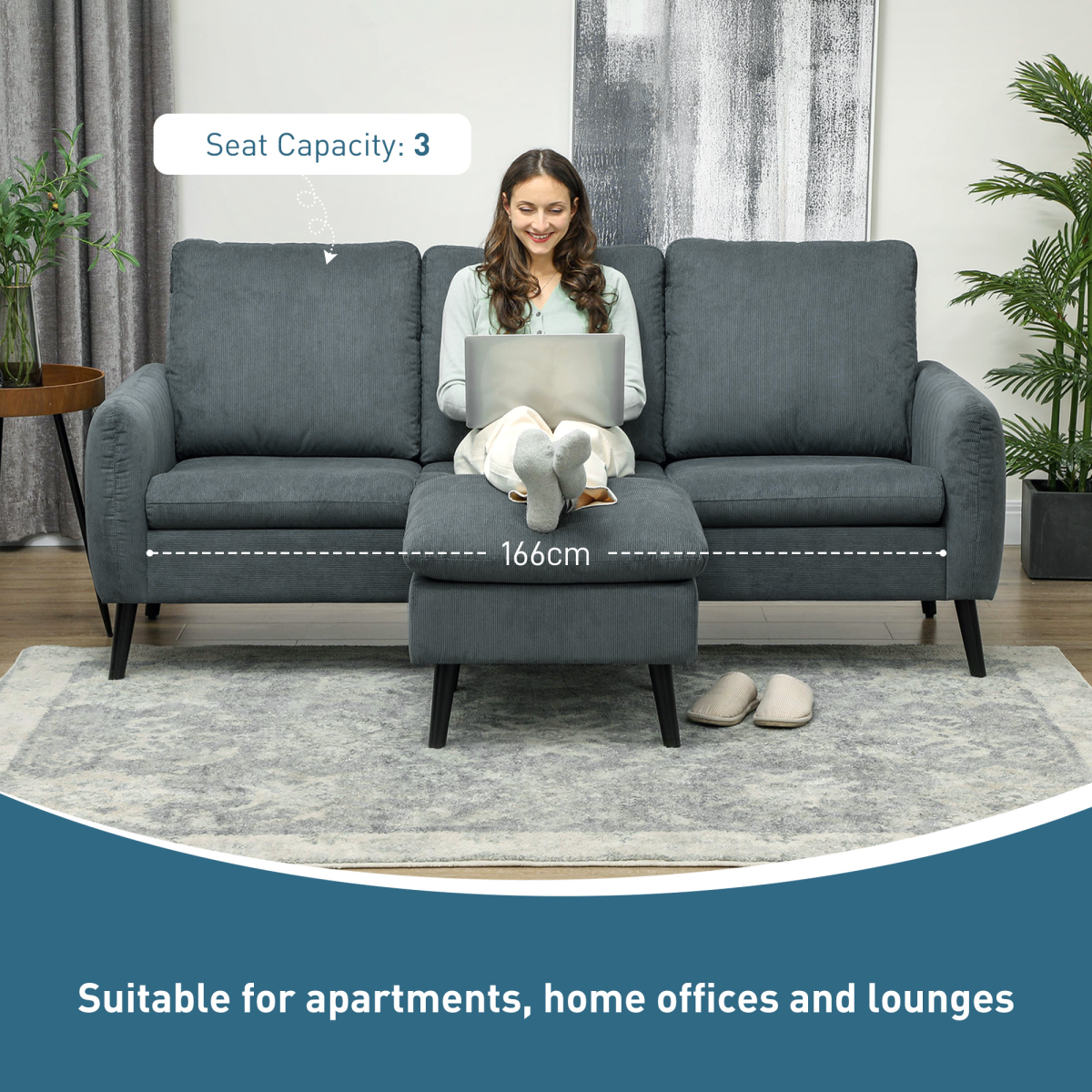 Versatile Charcoal Grey Stool – Comfort & Style for Any Space
