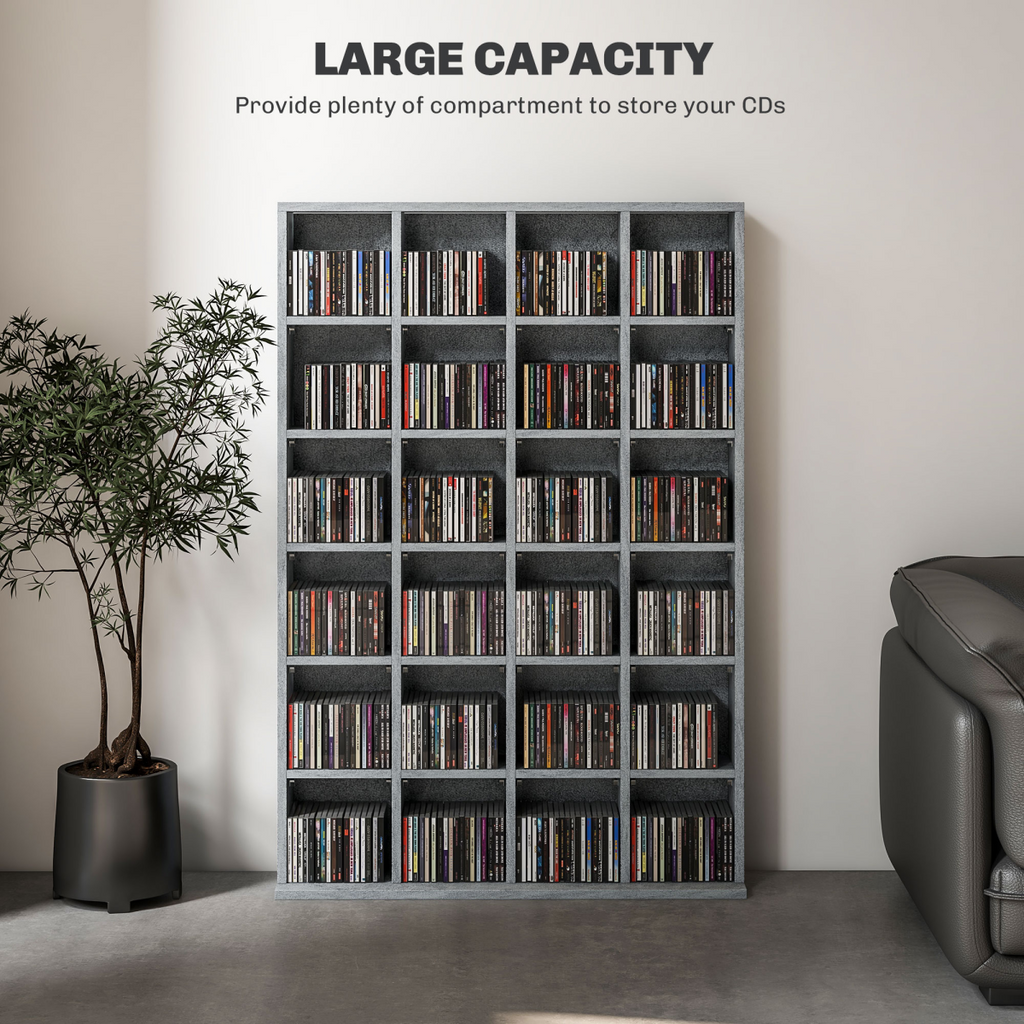 HOMCOM DVD CD Media Storage Rack, Video Display Unit, 89 x 130.5 cm, Grey