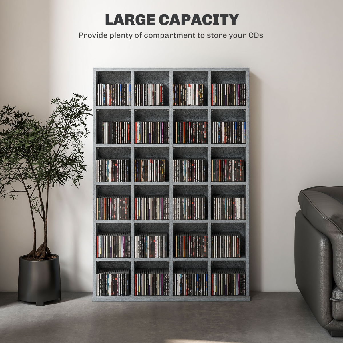 HOMCOM DVD CD Media Storage Rack, Video Display Unit, 89 x 130.5 cm, Grey