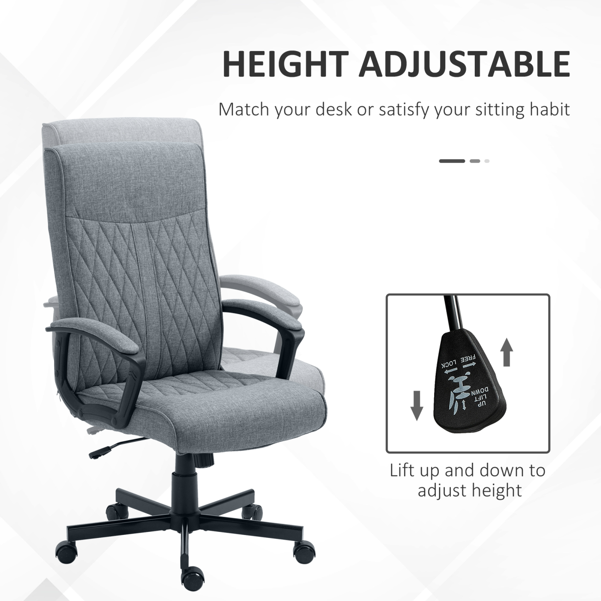 Vinsetto High-Back Ergonomic Office Chair with Adjustable Height & Swivel Wheels