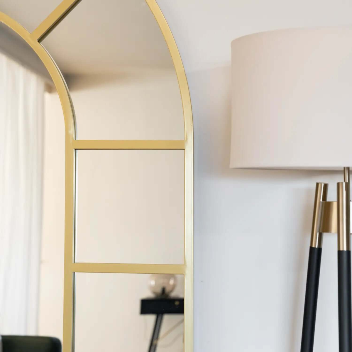 Mio Luxe Gold Metal Arched Window Mirror - 200cm x 120cm, Elegantly Crafted