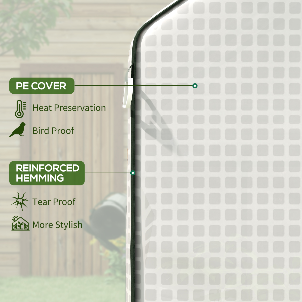 Outsunny Durable Walk-In Greenhouse Cover with Roll-Up Door & Ventilated Windows