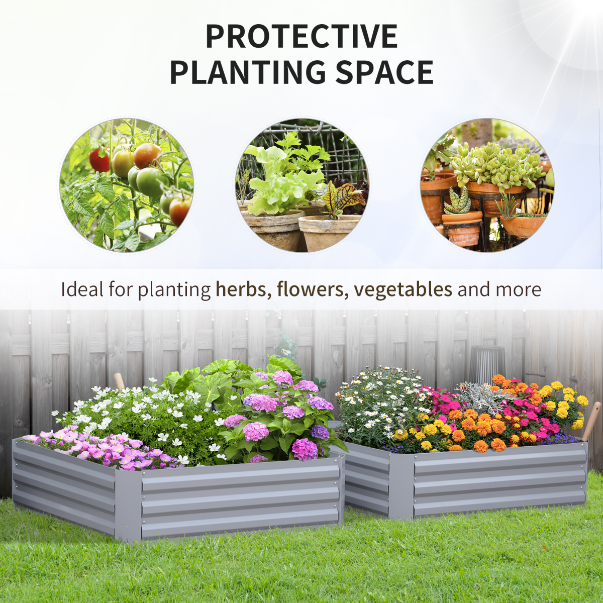 Outsunny Galvanized Steel Raised Garden Bed Set - Perfect for Vegetables & Flowers!