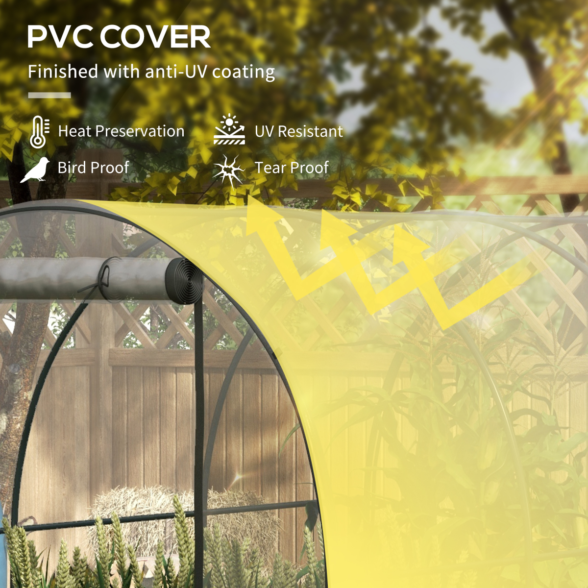 Outsunny 3x2m Polytunnel Greenhouse: Steel Frame, Roll-Up Door & Airy Windows