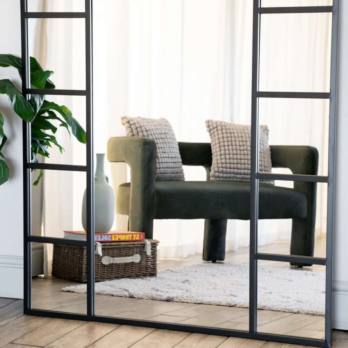 Transform Your Space: Mio Extra-Large Black Metal Arched Window Mirror