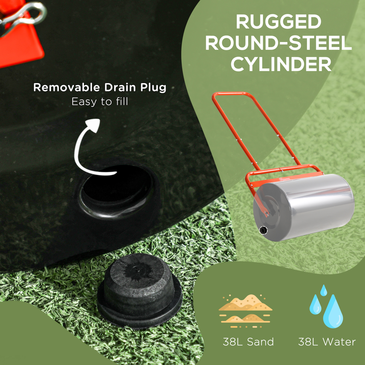 Outsunny 38L Dual-Fill Lawn Roller - Effortlessly Flatten Your Garden!